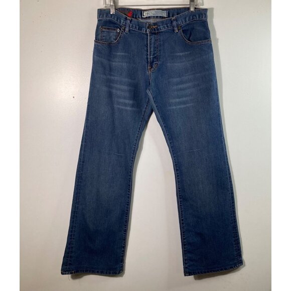 Womens Zara Jeans Flare Cut Low Waist Zip Fly 6/34 Blue Jeans - Picture 1 of 8